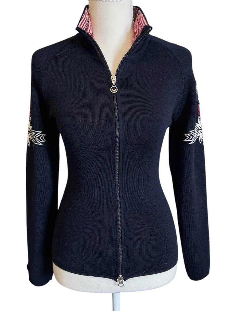 Dale of Norway Spirit Women's Full-Zip Wool Jacket Navy/Off-White/Raspberry New